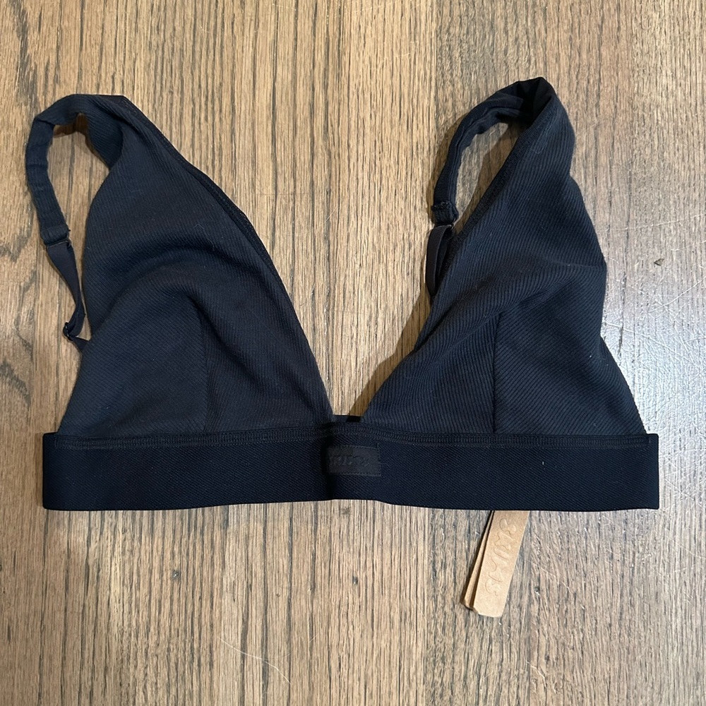NEW Skims by Kim K Cotton Plunge Bralette-Color: Soot-Size 2X-BR-PLG-0037
